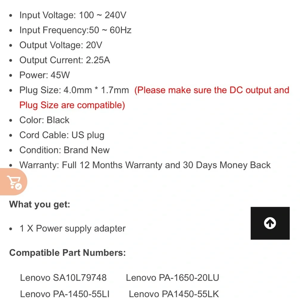 Lenovo Black Power Adapter